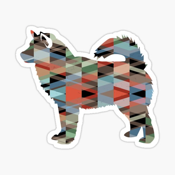 Alaskan Malamute Dog Geometric Pattern Silhouette Plaid Sticker