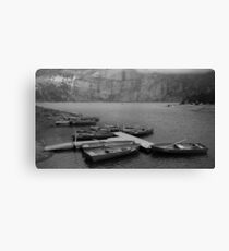 Rowing boats at Oeschinensee Canvas Print