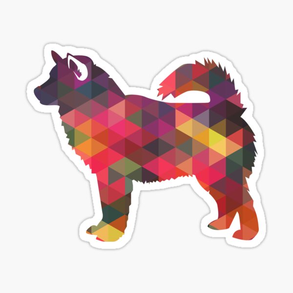 Alaskan Malamute Dog Geometric Pattern Silhouette Multi Sticker
