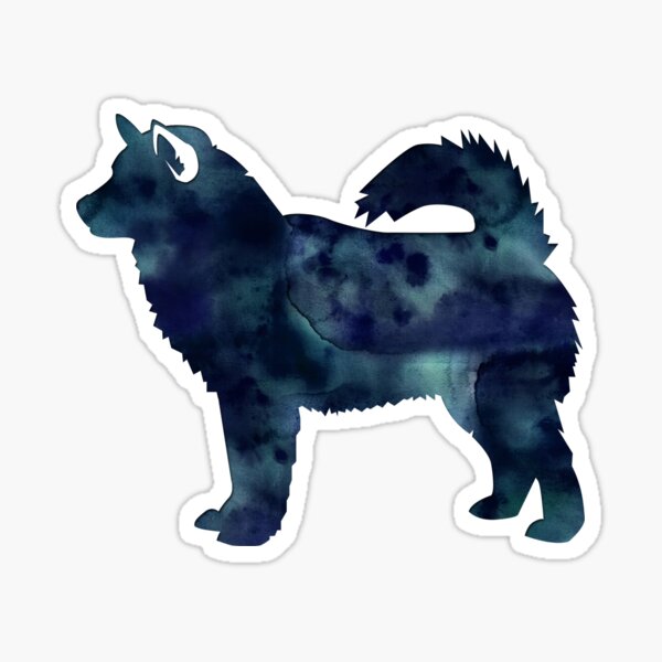 Alaskan Malamute Black Watercolor Silhouette Sticker