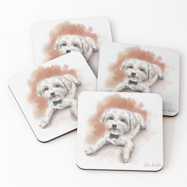 Item preview, Maltese Dog T-ShirtCute Watercolor Drawing of Maltese, Orange Background designed and sold by BloomJacob.