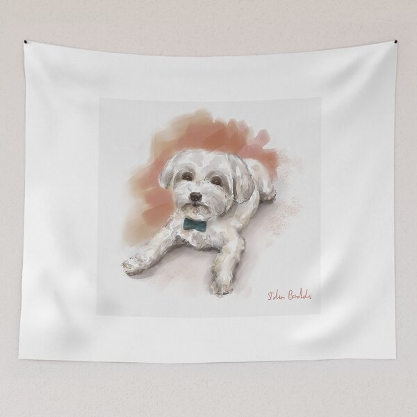 Item preview, Maltese Dog T-ShirtCute Watercolor Drawing of Maltese, Orange Background designed and sold by BloomJacob.