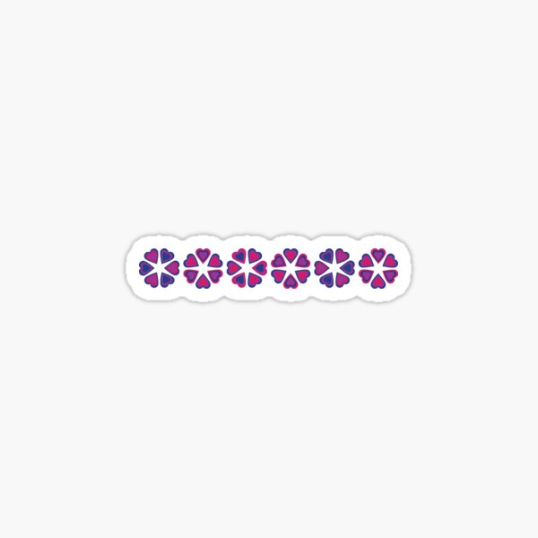 Valentine's Day Striped Heart Flowers Pinks Blues Purples Sticker