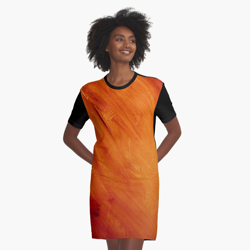 Orange Texture Graphic T-Shirt Dress