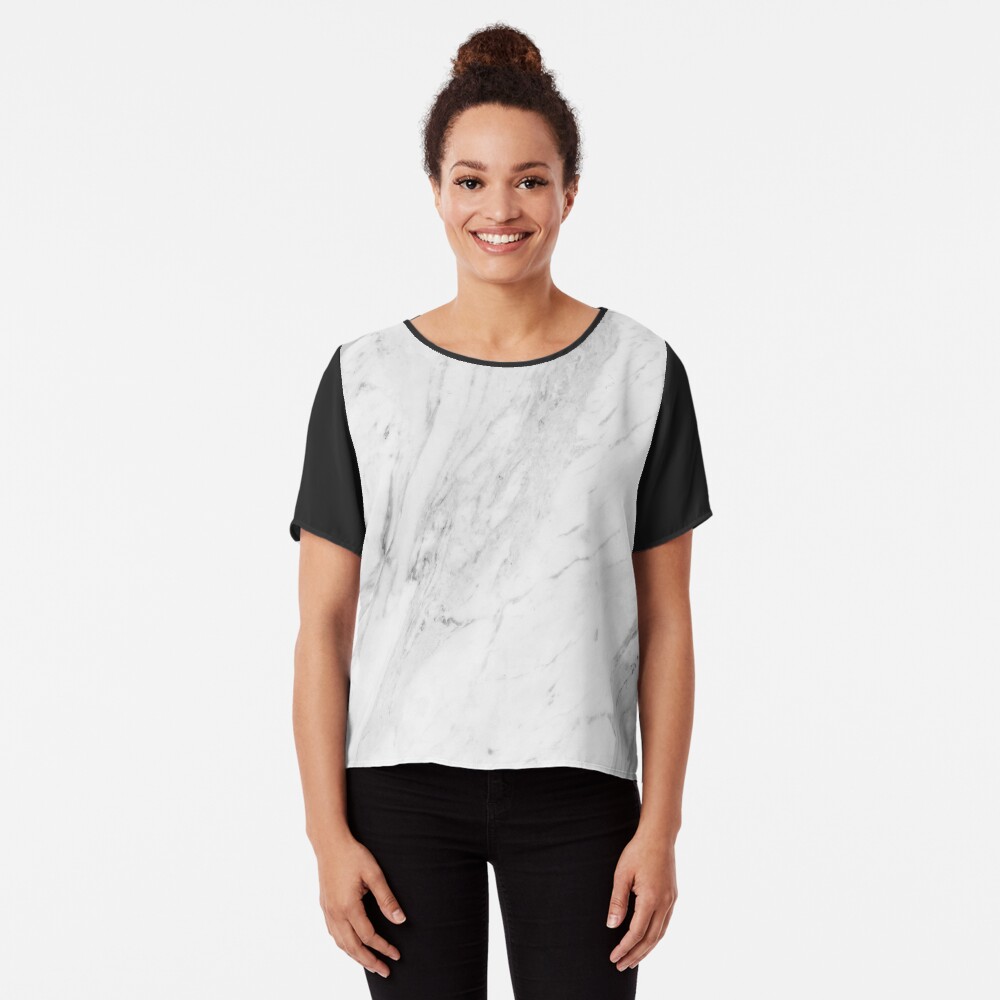 Gray Paint Texture Chiffon Top