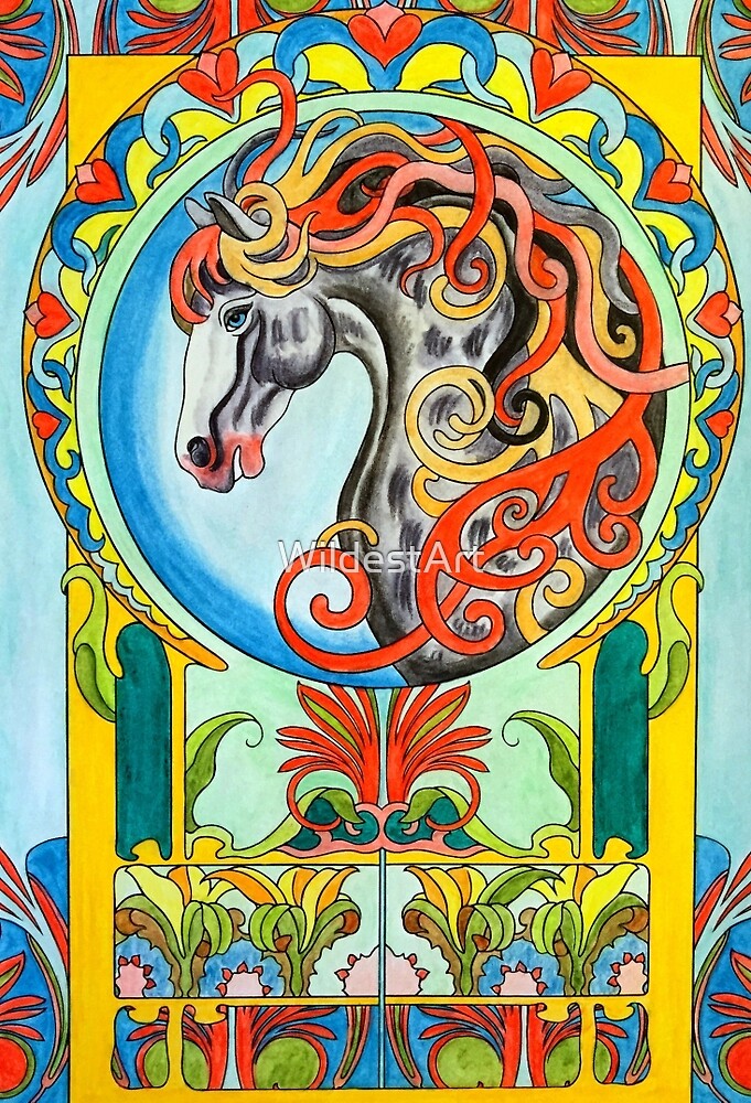 "Art Nouveau Horse" by WildestArt Redbubble