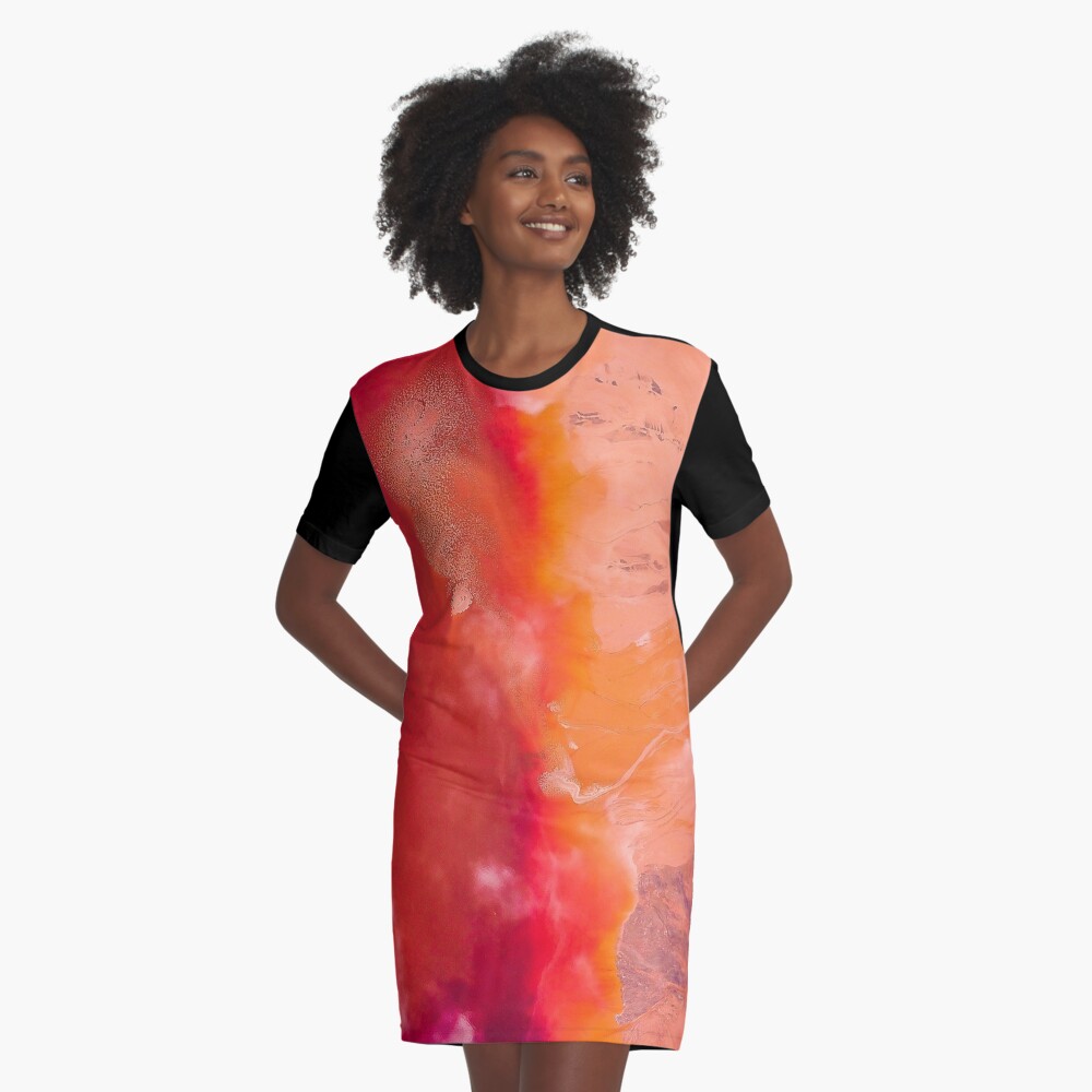 Red Paint Texture Graphic T-Shirt Dress