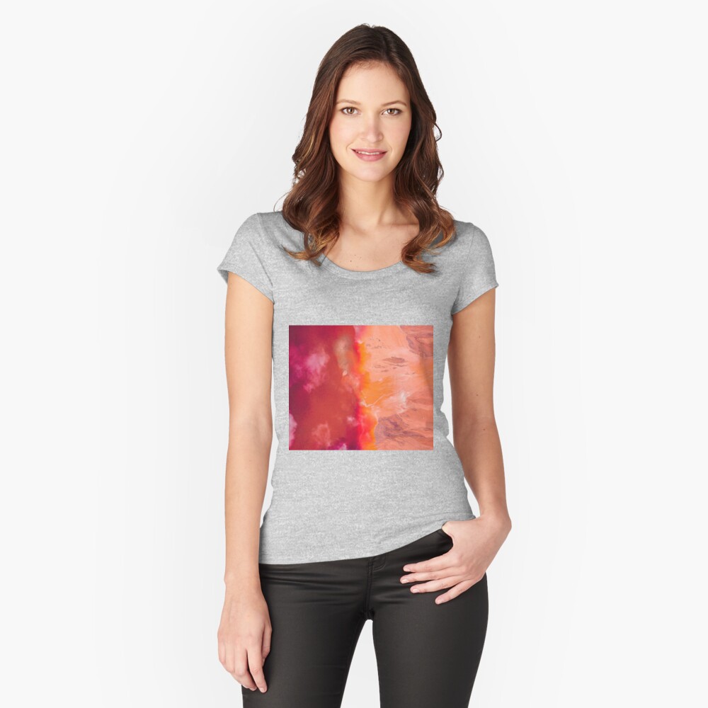 Red Paint Texture Fitted Scoop T-Shirt