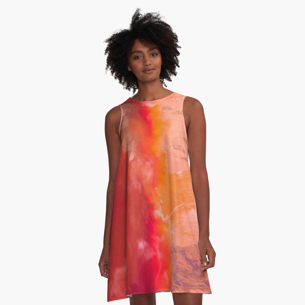 Red Paint Texture A-Line Dress