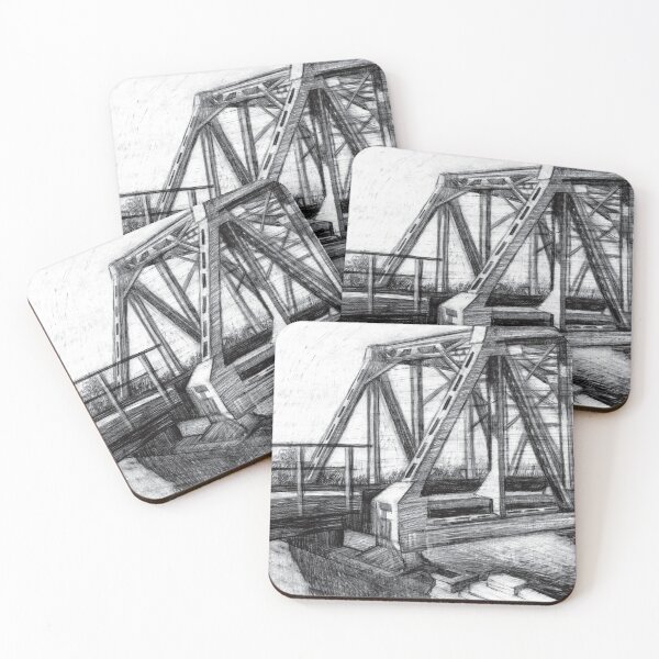 Item preview, Bridge old pencilart  Monochrome Black & White designed and sold by SVETLANA ZOLOTAREVA.