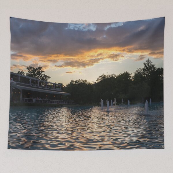 Item preview, Dancing Jets and Waterfront Restaurant - Plovdiv Singing Fountains at Sunset designed and sold by Georgia Mizuleva.