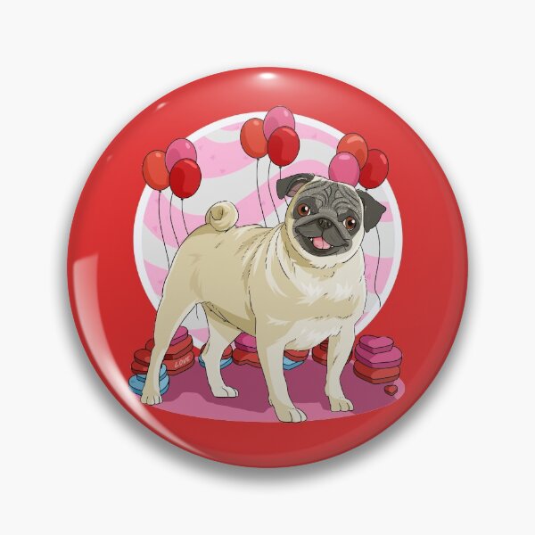 Artikelvorschau, Mops Red Heart Valentinstag entworfen und verkauft von Nosek1ng.