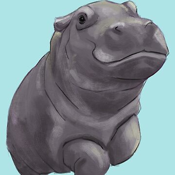 Aperçu de l'œuvre Mignon bébé hippopotame peint natation - peinture numérique de stilo29