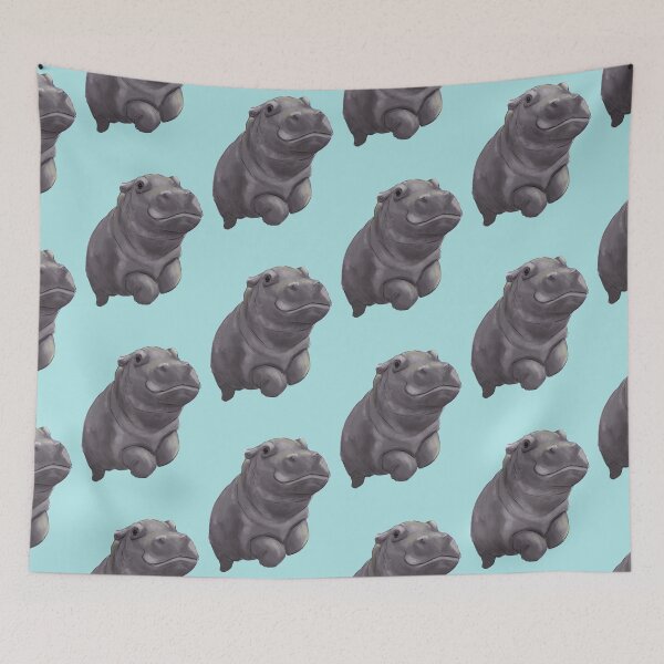 Item preview, Cute Painted Baby Hippo Swimming - Digital Painting designed and sold by stilo29.