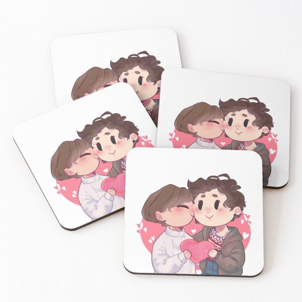 Item preview, Cute boys hug and kiss on pink background designed and sold by CDreams-20.