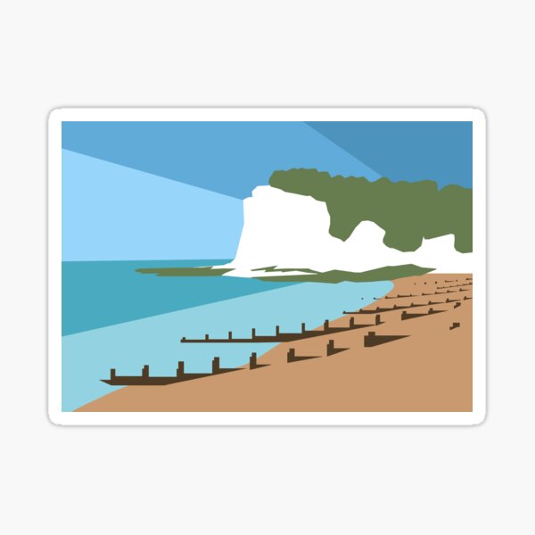 St Margaret’s Bay Beach and White Cliffs, Dover, Kent Sticker