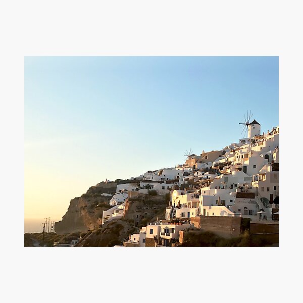 Sunset Of Oia On The Side Of The Hill Photographic Print