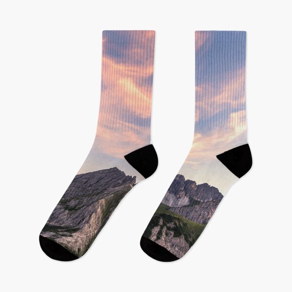 Item preview, Pastel mountain with sunset and fluffy clouds designed and sold by Spectokular.