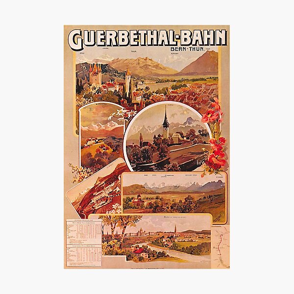 Item preview, Guerbethal Bahn 1900  Vintage Switzerland Poster Vintage Swiss designed and sold by cutesy.
