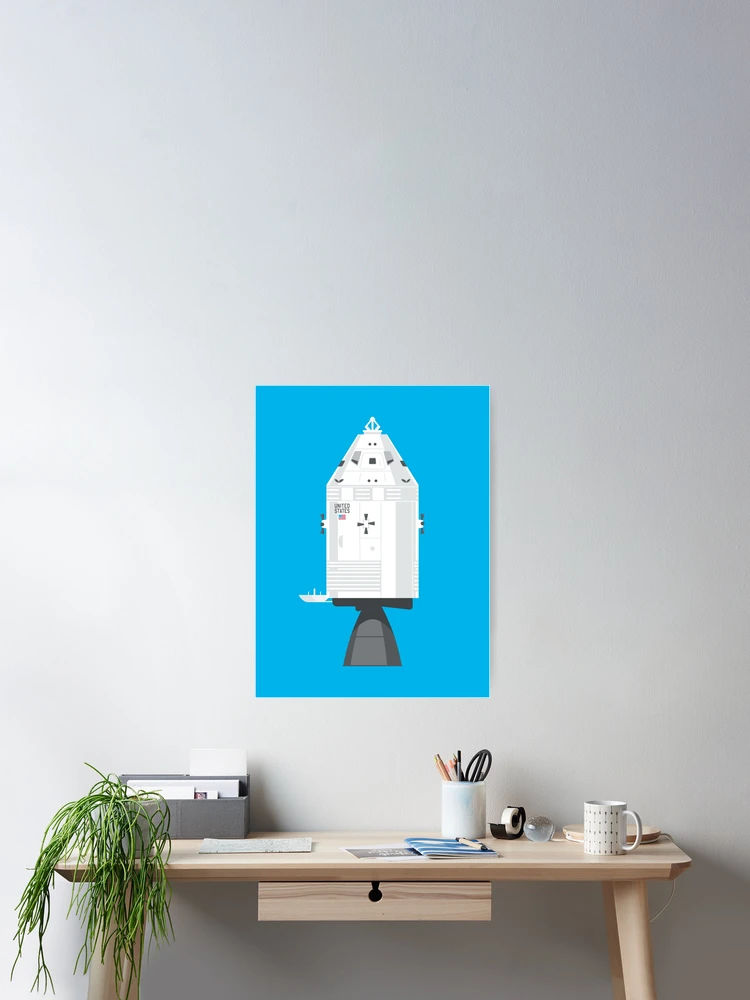 Thumbnail 2 of 3, Poster, Apollo Command and Service Module - Cyan designed and sold by VoodooCircus.
