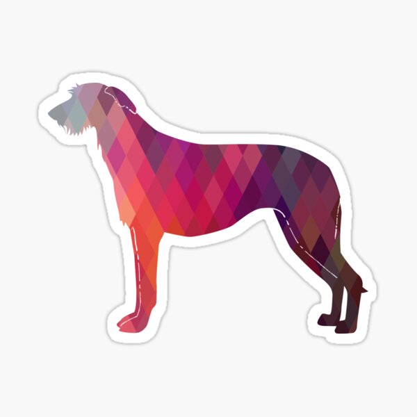 Scottish Deerhound Colorful Geometric Pattern Silhouette - Pink Sticker