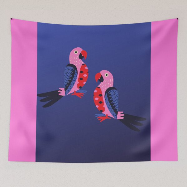 Item preview, Trending pinkishpatterned happy parrot pair  designed and sold by ThamaraiSelvi.