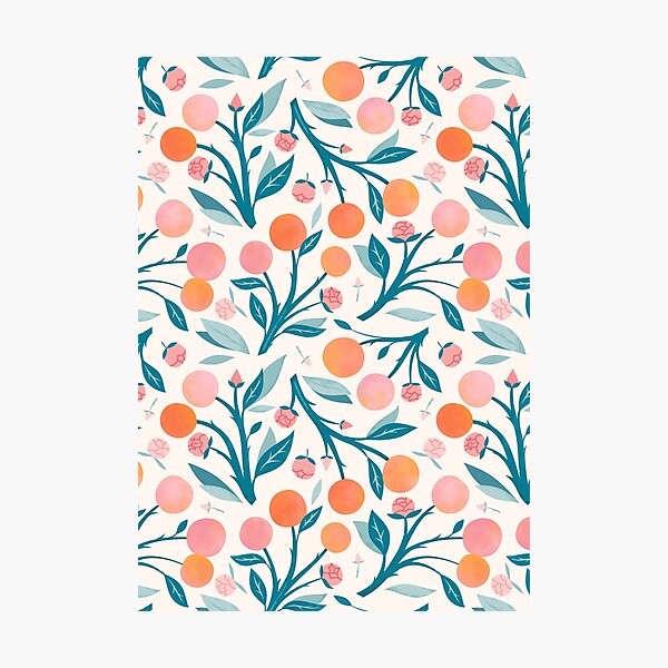 Peaches and Peony Buds Photographic Print