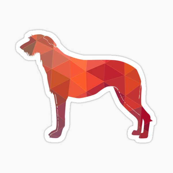 Scottish Deerhound Geometric Pattern Silhouette - Orange Sticker