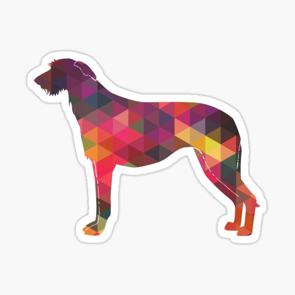 Scottish Deerhound Colorful Geometric Pattern Silhouette - Multi Sticker