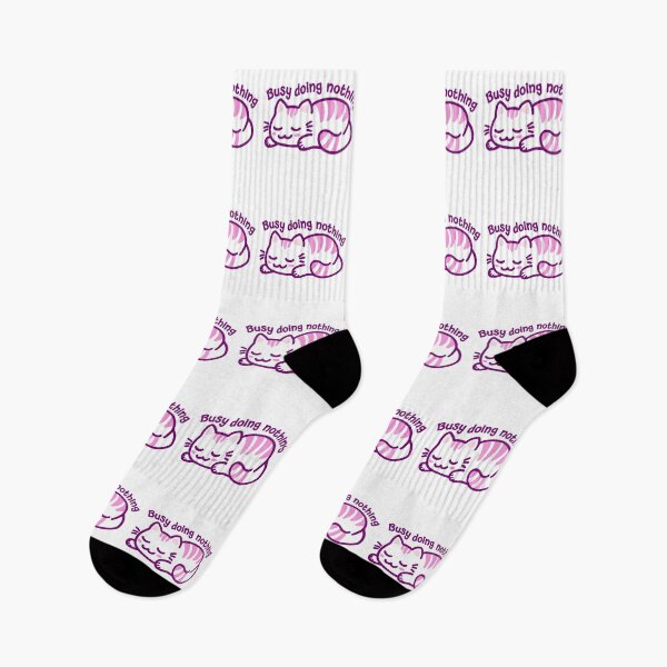 Item preview, Busy Doing Nothing Cat (White,Pink  1) designed and sold by MinaMonsterMash.