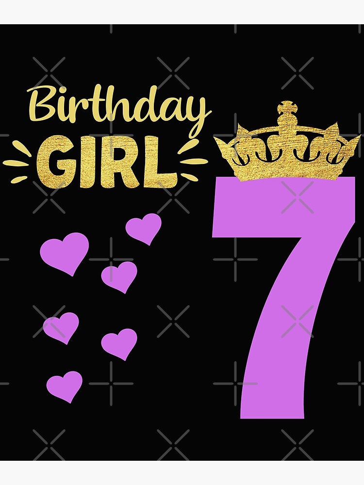 Happy Birthday Girly Princess Pink with Crown 7 years old  Greeting Card  for Sale by binly123