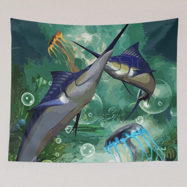 Item preview, Swordfish and jellyfish designed and sold by Karine Dupras.