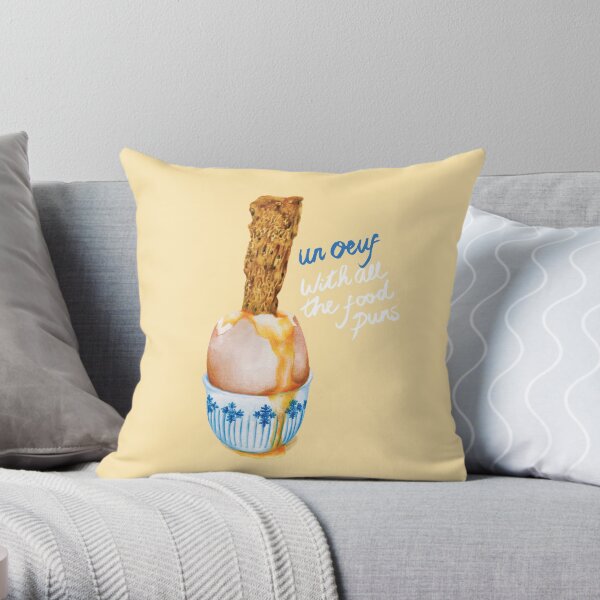 Cute Food Pun - Un Ouef With All The Food Puns Throw Pillow