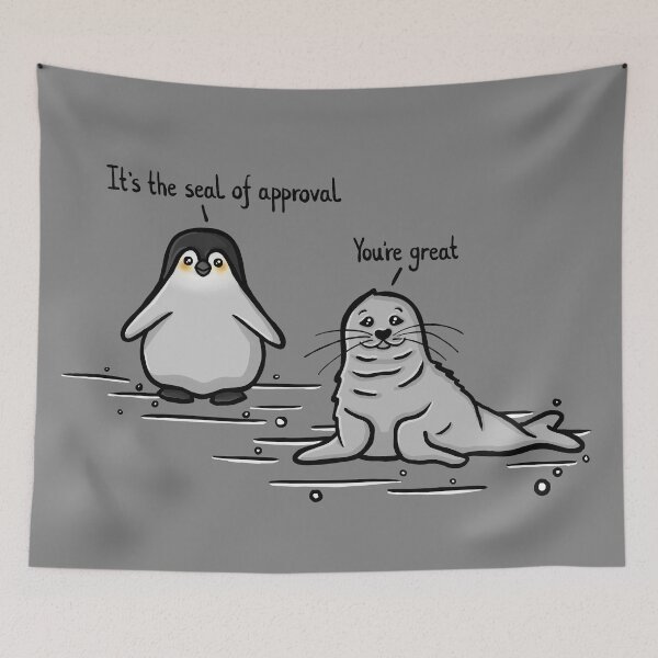 Item preview, The seal of approval and his penguin friend Funny Digital Illustration designed and sold by AlmightyClaire.