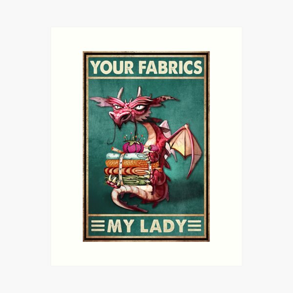 Aperçu de l'œuvre Vos tissus My Lady - Dragon rouge avec couture de tissus créée et vendue par DebraGiftShop.