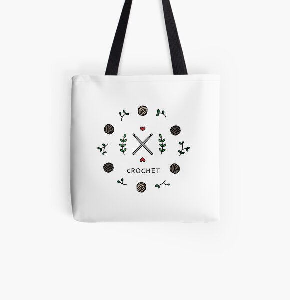 crochet All Over Print Tote Bag