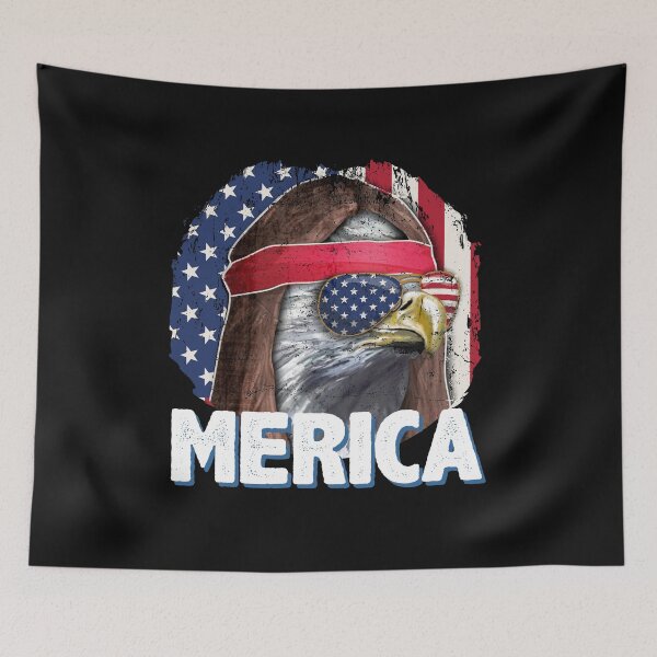Item preview, Eagle Mullet Merica Vintage American Flag Funny 4th of July BBQ gift  designed and sold by alenaz.