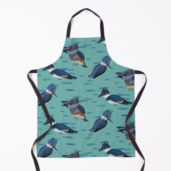Item preview, Belted Kingfisher - Cute Blue and Turquoise Bird Illustration Pattern designed and sold by TheRainbowRoom.