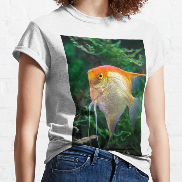 Pterophyllum Scalare ange jaune poisson tropical sous l'eau avec des plantes T-shirt classique