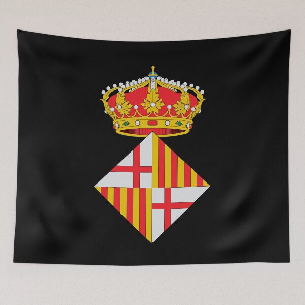 Item preview, barcelona city flag coat of arms spain designed and sold by mikoala50.