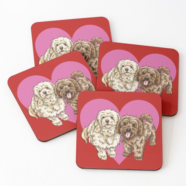 Item preview, Cute Cavapoos with Hearts | Valentine Dogs | Valentine's Day Doggies designed and sold by shirinsart.
