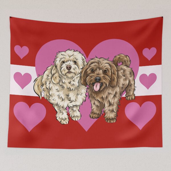 Item preview, Cute Cavapoos with Hearts | Valentine Dogs | Valentine's Day Doggies designed and sold by shirinsart.