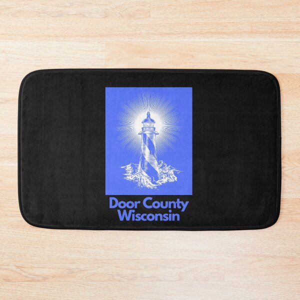 Item preview, Door County Wisconsin Lighthouse Waves Beacon Rocks Graphic Drawing Picture Design Lake Michigan Travel Vacation Camping Purple White designed and sold by fineartprints1.