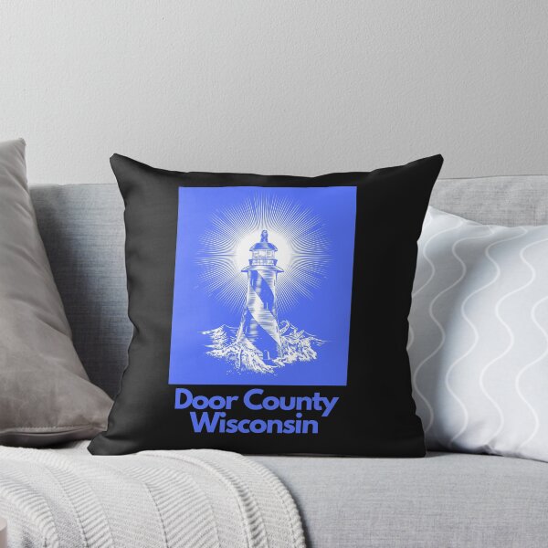 Item preview, Door County Wisconsin Lighthouse Waves Beacon Rocks Graphic Drawing Picture Design Lake Michigan Travel Vacation Camping Purple White designed and sold by fineartprints1.