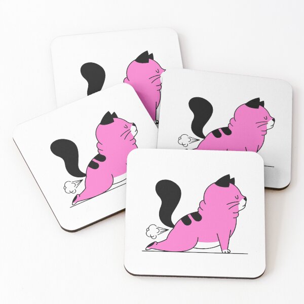 Item preview, pink farty kitty doing yoga designed and sold by ZenCloak.