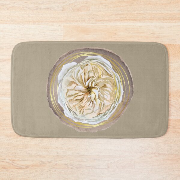 Item preview, White Flower- Watercolor Rose Painting - Gold Circle designed and sold by ArtStore20.