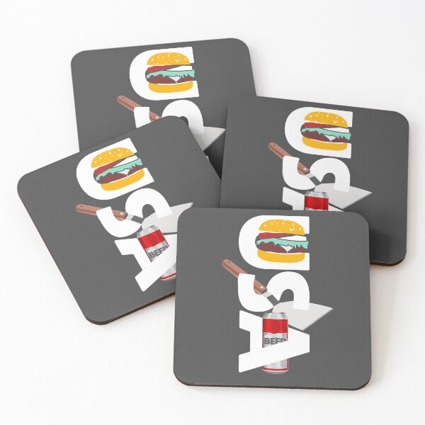 Item preview, USA Map in White - Hamburger, Spatula, Beer designed and sold by WaltTheAdobeGuy.
