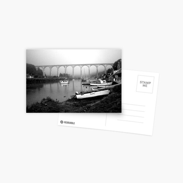 Misty Morning at Calstock b&w Postcard
