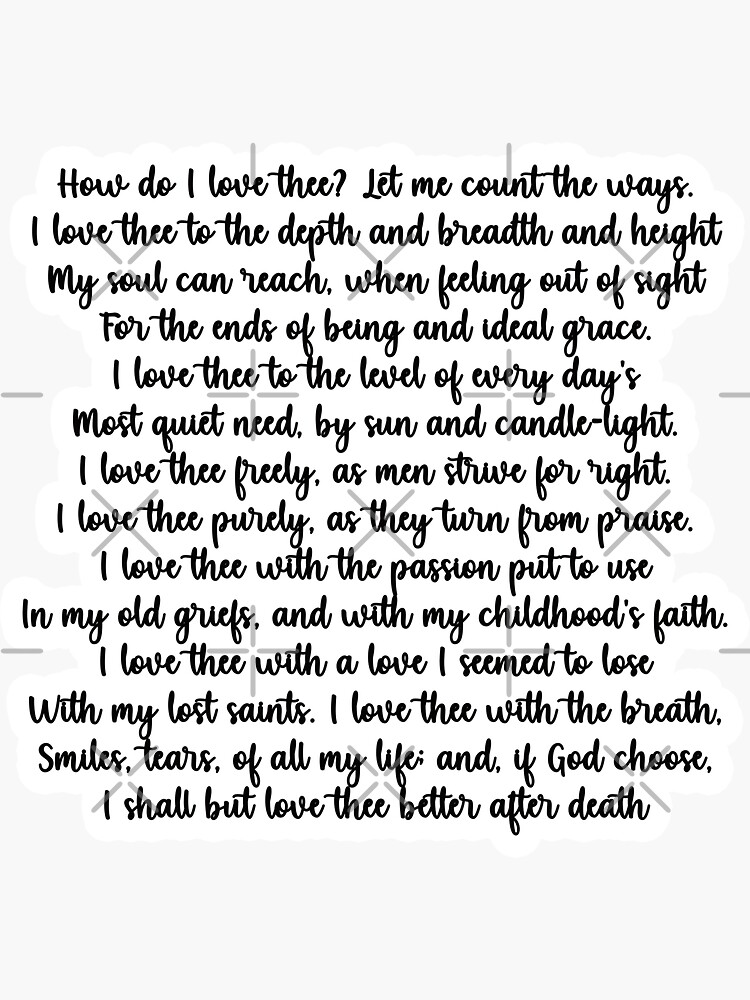 "How do I love thee?" Sticker for Sale by ishanvi Redbubble