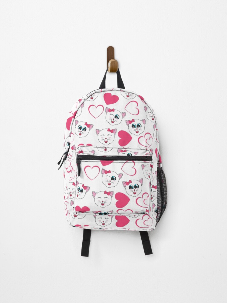 Thumbnail 1 of 3, Backpack, Cat Valentines Day Pattern, Cat pattern designed and sold by patternme.